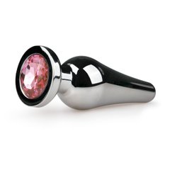 Анальний затор Easytoys з каменем Metal Butt Plug No. 11 - Silver/Pink