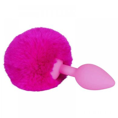 Анальная пробка с помпоном Pink Colorful Joy Bunny Tail Plug, силикон