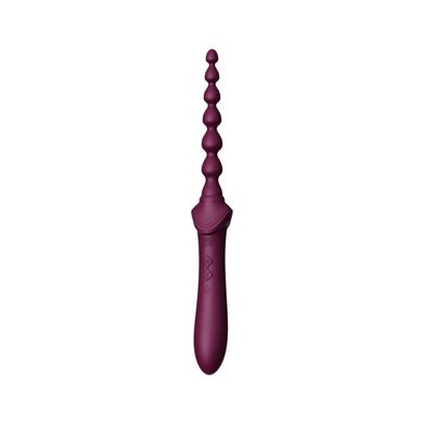 Вибратор двухсторонний универсальный ZALO BESS 2 Velvet Purple с 4 насадками и нагревом, фиолетовый