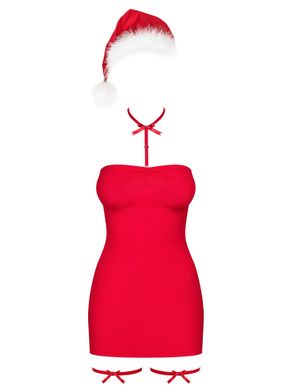 Комплект- платье и шапка Санты Obsessive Kissmas chemise, красный, XXL