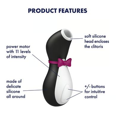 Вакуумний кліторальний стимулятор Satisfyer Pro Penguin, чорний