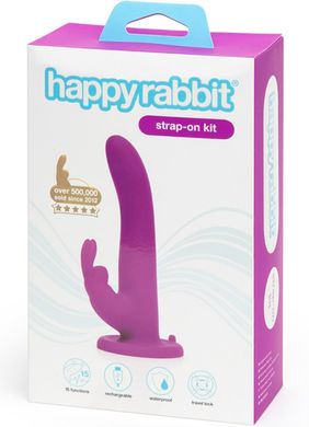 Страпон -кролик с вибрацией и трусиками Happy Rabbit Rechargeable Vibrating Strap-On Harness Set