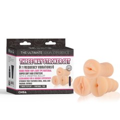 Набор с 3-х мастурбаторов Chisa Man Q Three-Way Stroker Set, телесный