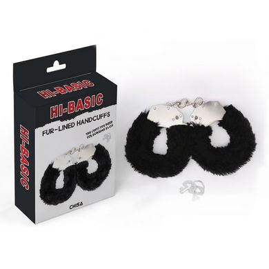 Наручники метал з хутром чорні Fur-lined Handcuffs Hi-Basic Chisa, Черный