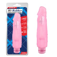 Вибромассажер с ярко выраженной головкой Chisa Hi-Rubber Dildo на батарейках, розовый