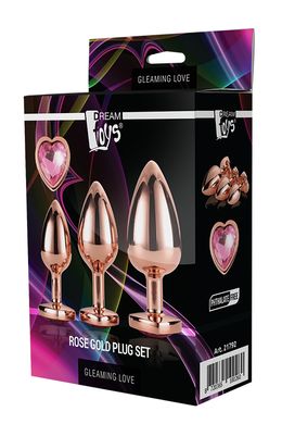 Dt21792 набір анальних пробок GLEAMING LOVE ROSE GOLD PLUG SET, Золотий