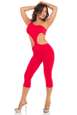 Комбинезон с открытыми плечом Pink Lipstick One Shoulder Cropped Catsuit, красный, S/M