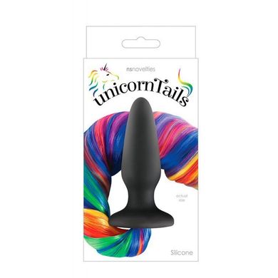 Конічна анальна пробка з хвостом NS Novelties UNICORN TAILS RAINBOW